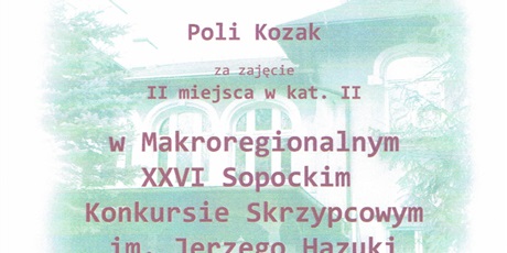 Sukces Poli Kozak na XXVI Sopockim Konkursie Skrzypcowym