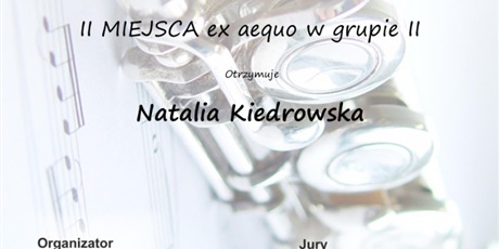 Powiększ grafikę: Dyplom Natalii Kiedrowskiej - II miejsce.
